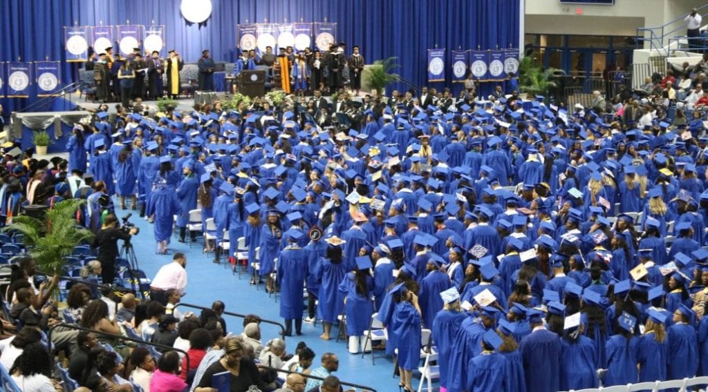 A past graduating class in the Gentry Center (Photo by: TSU Newsroom)
