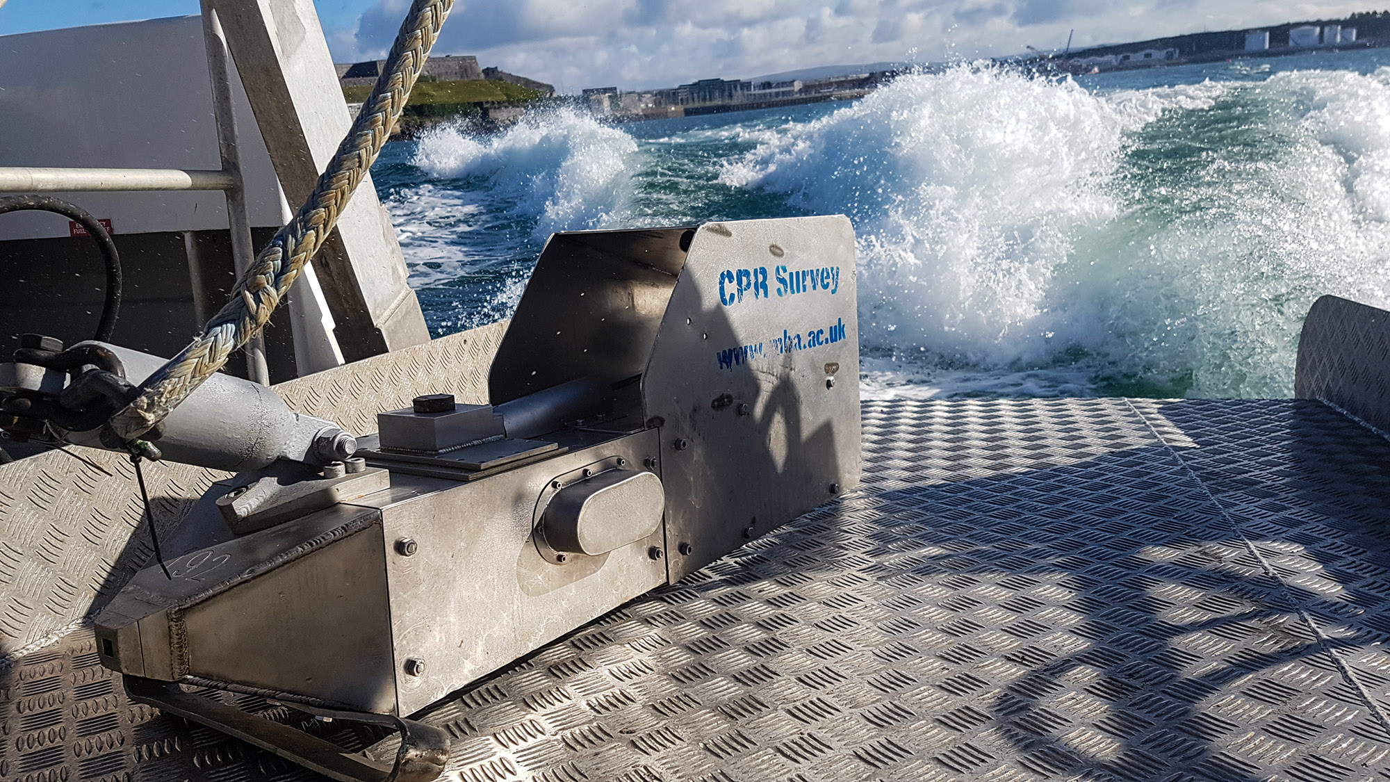 The Continuous Plankton Recorder (CPR) is fitted with silk meshes and towed in surface waters similar to the spaces occupied by marine mammals. (Marine Biological Association/Zenger)