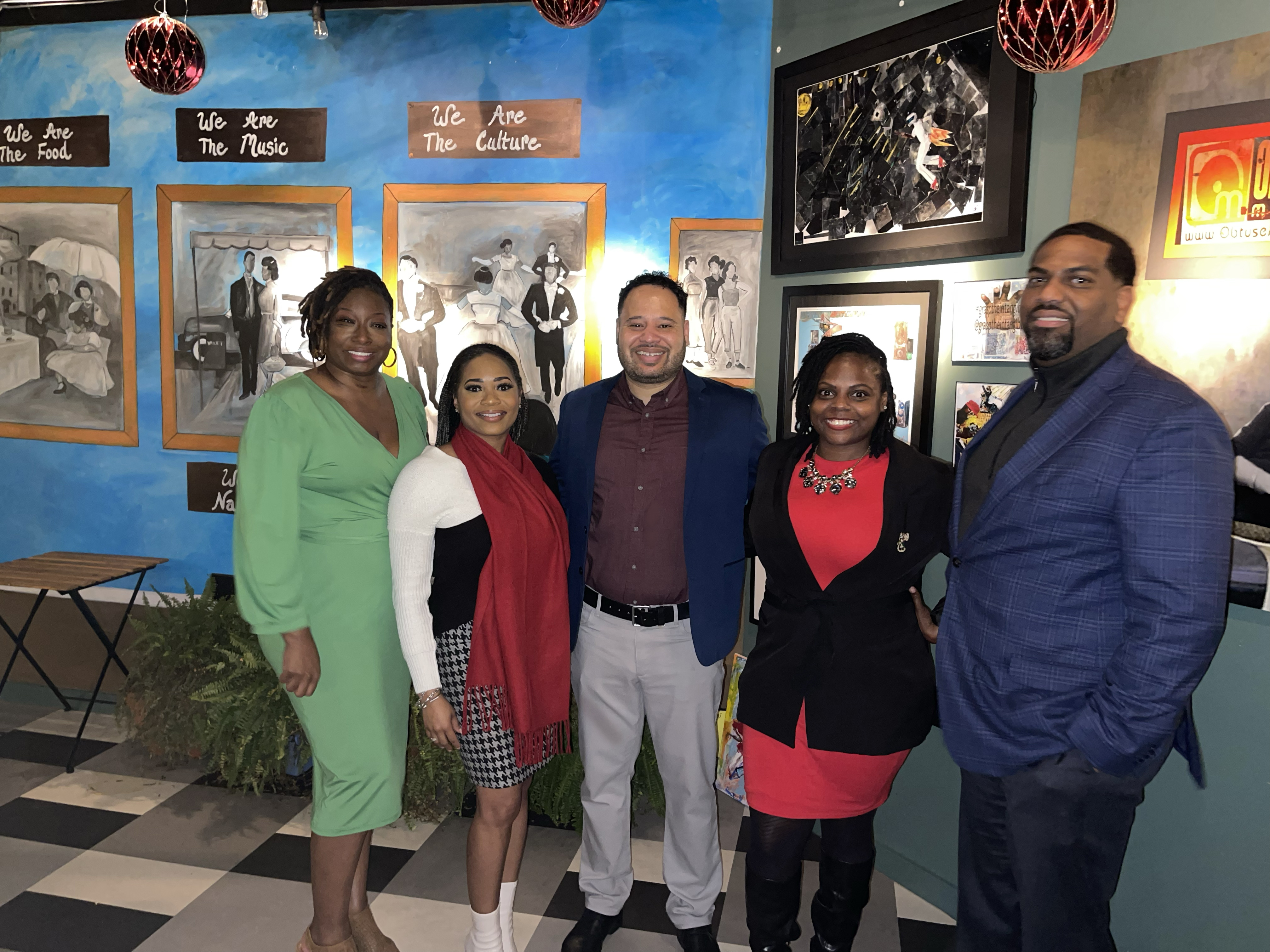 (l-r) NAREB President Furtesha Woods, NABJ Event Committee Chair Nadira Freeman, NABJ President Jason Luntz, NBLA President Princess Rogers, ULYPMT Herbert Brown.