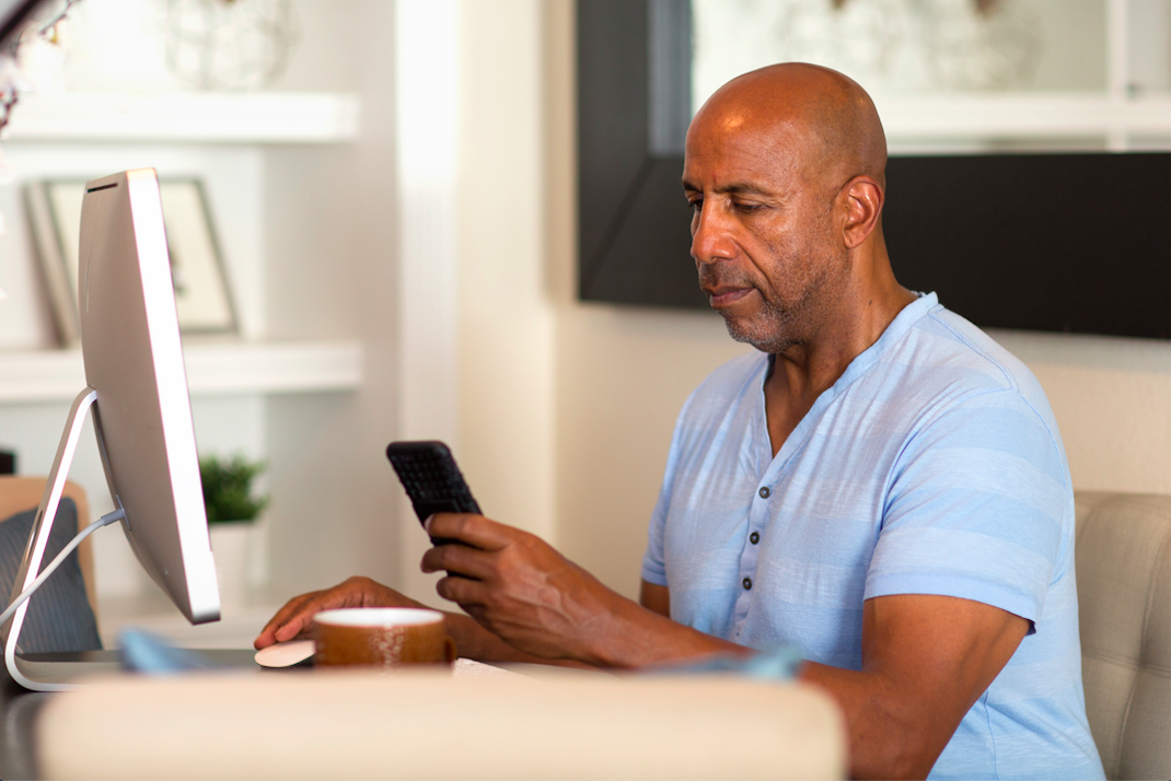 Man participating in COVID-19 Study (Photo by: digitalskillet | iStock via Getty Images Plus)