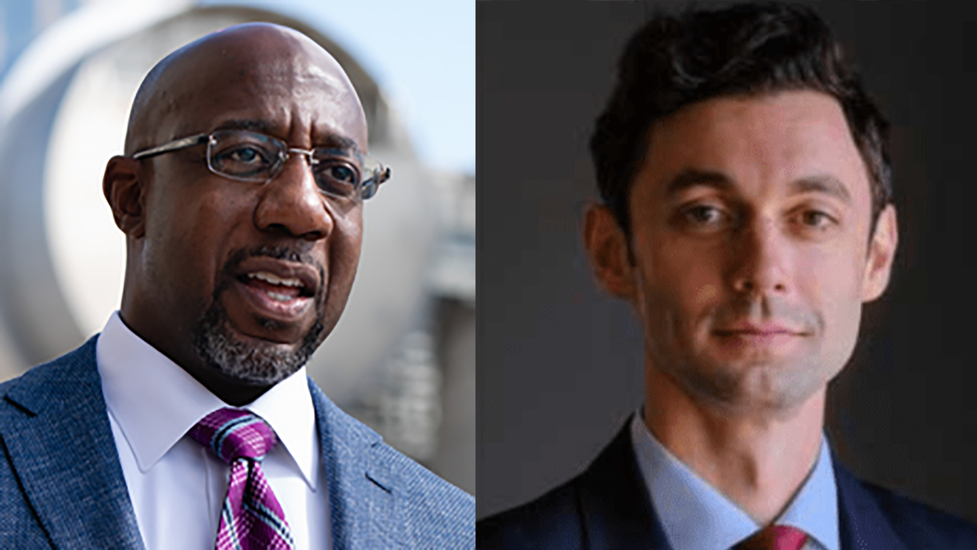 (l-r) Democrats Rev. Raphael Warnock and Jon Ossoff.