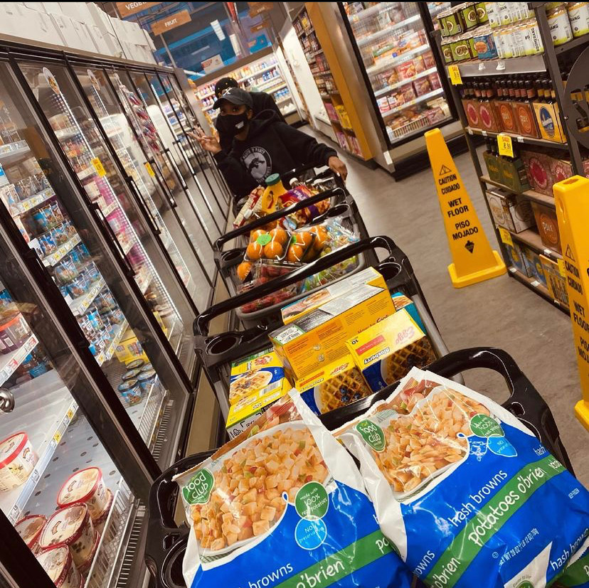 Jeneisha Harris stocking up during one of her many visits to the grocery store. (Courtesy Photo)