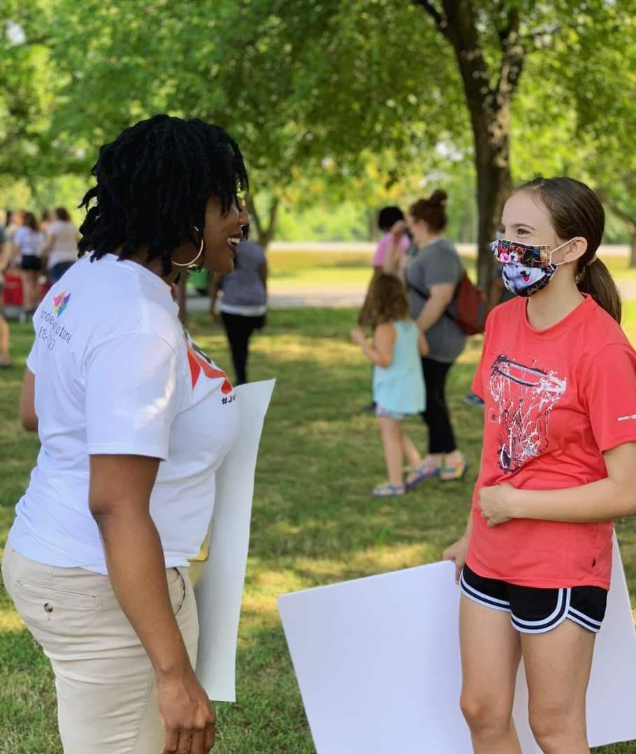 Jennifer Miller working with the community at the Hendersonville Peace Walk in June 2020 (Photo courtesy of facebook.com/jsmdiversityteam).