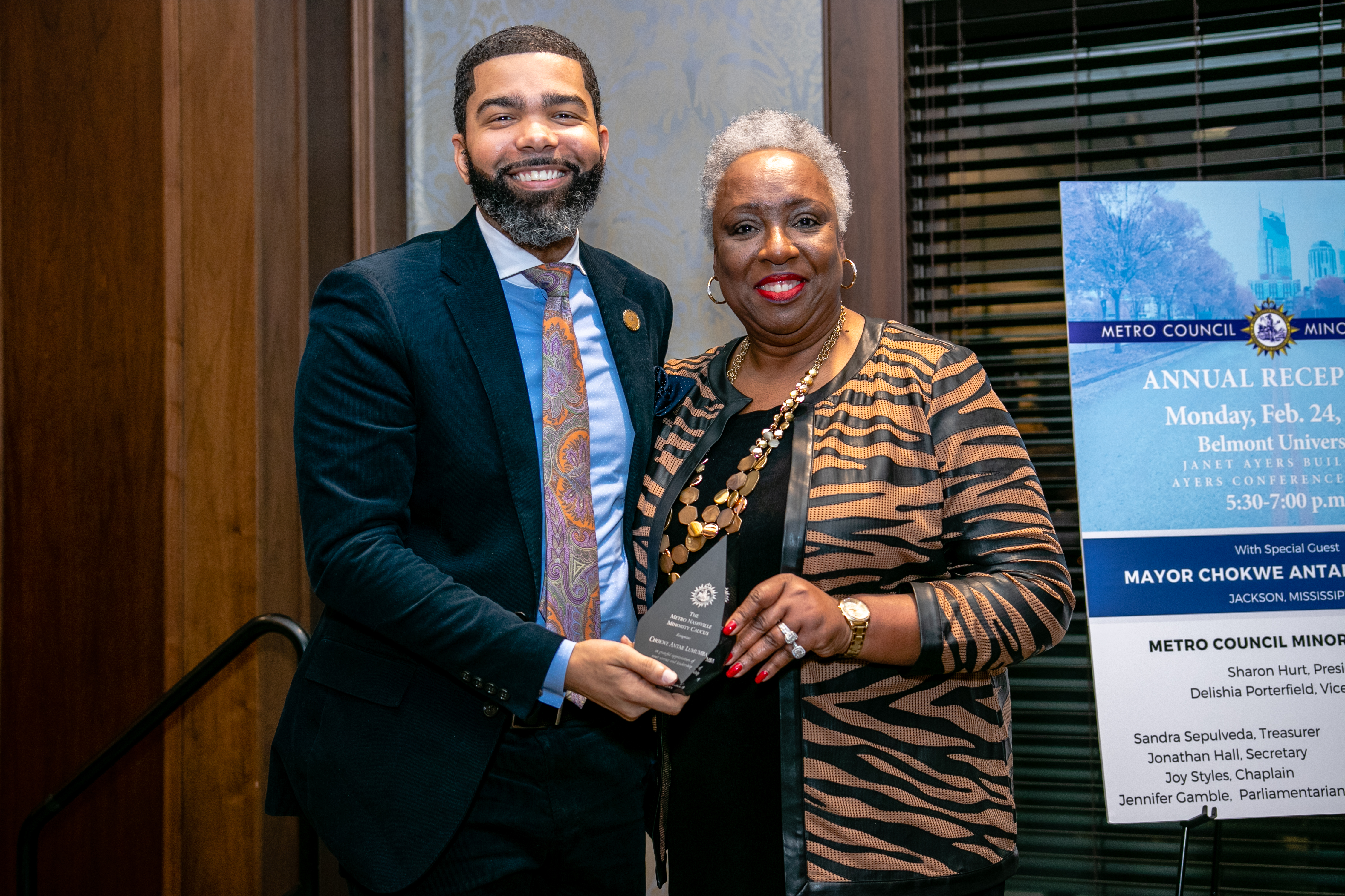 (l-r) Jackson, Mississippi Mayor Chokwe Antar Lumumba and Metro Councilwoman At-Large Sharon Hurt