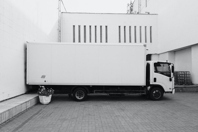 A white moving truck
