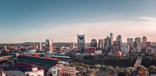 Sky view of Nashville, TN (Photo by: Tanner Boriack | Unsplash).