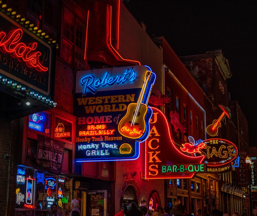 A Nashville street at night 