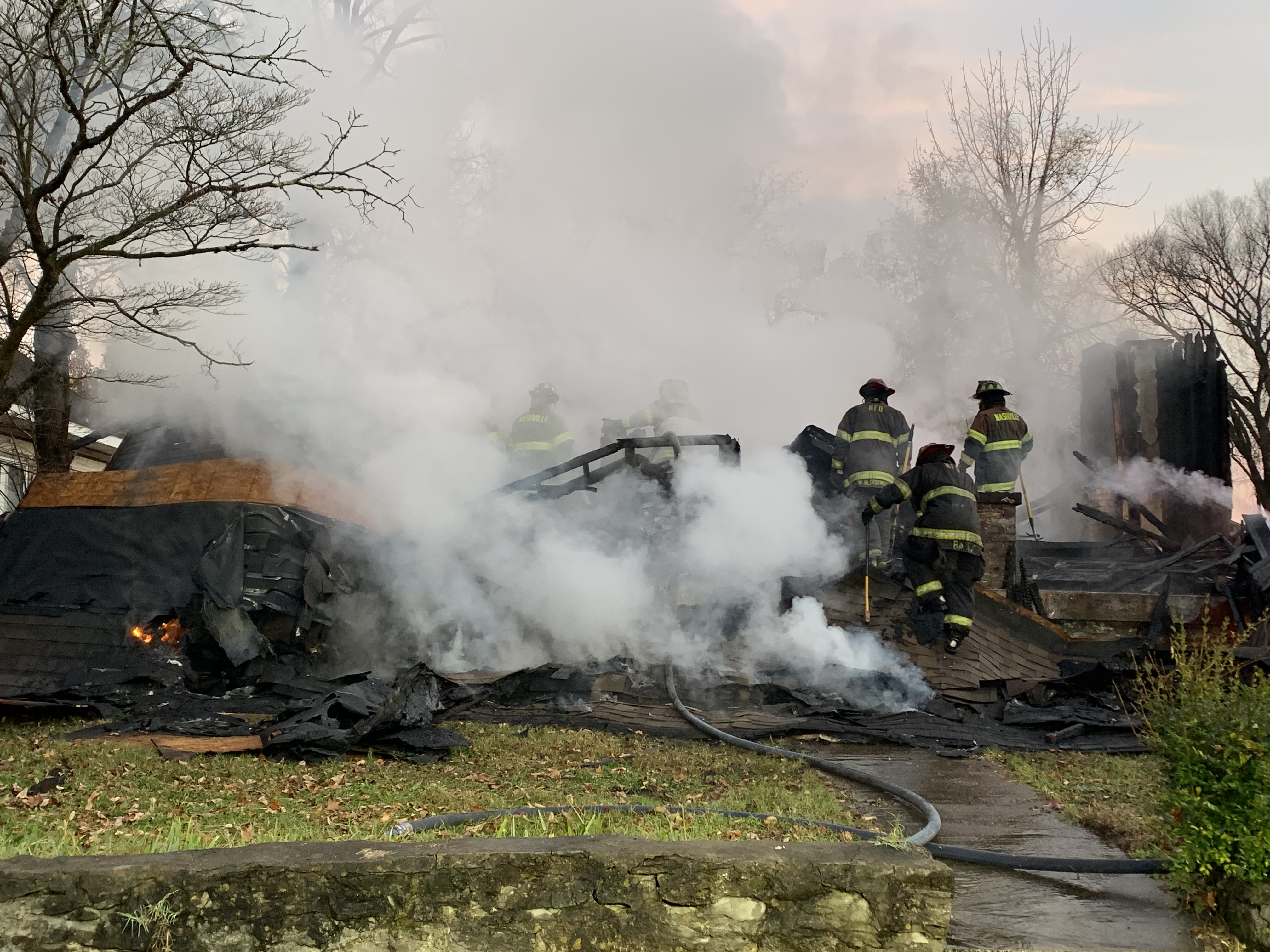 Firefighters put out a fire at a single-family home on Petway Avenue in Nashville, TN. (Photo by: NFD)