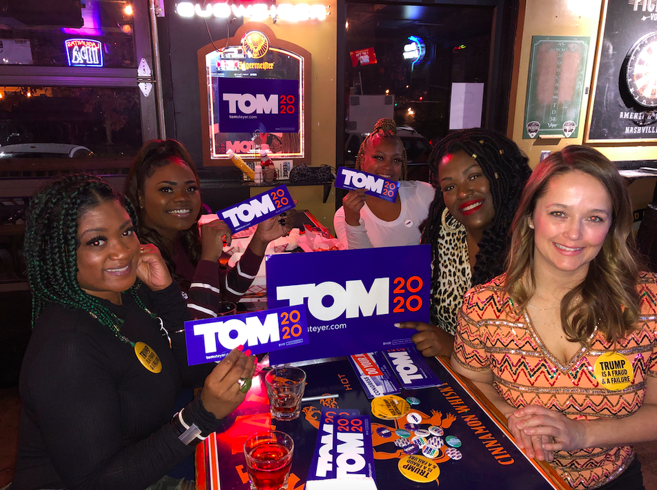 Tennesseans for Tom campaign volunteers join Tequila Johnson and Lauren Windsor (far right). Photo by: Jason Luntz