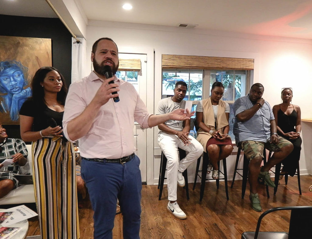(l - r) Moderators Nadira Freeman and Jason Luntz. Panelist Cory Beal, Andrea Denson, and Delbrita L. Greene.(Photo by: CRoy)