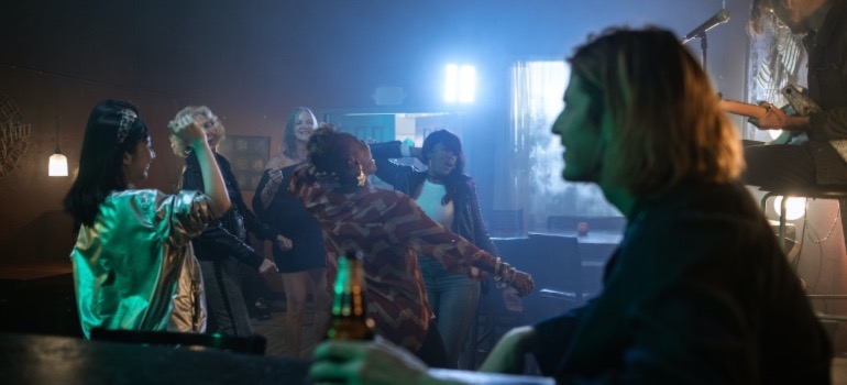People enjoying live music at a bar