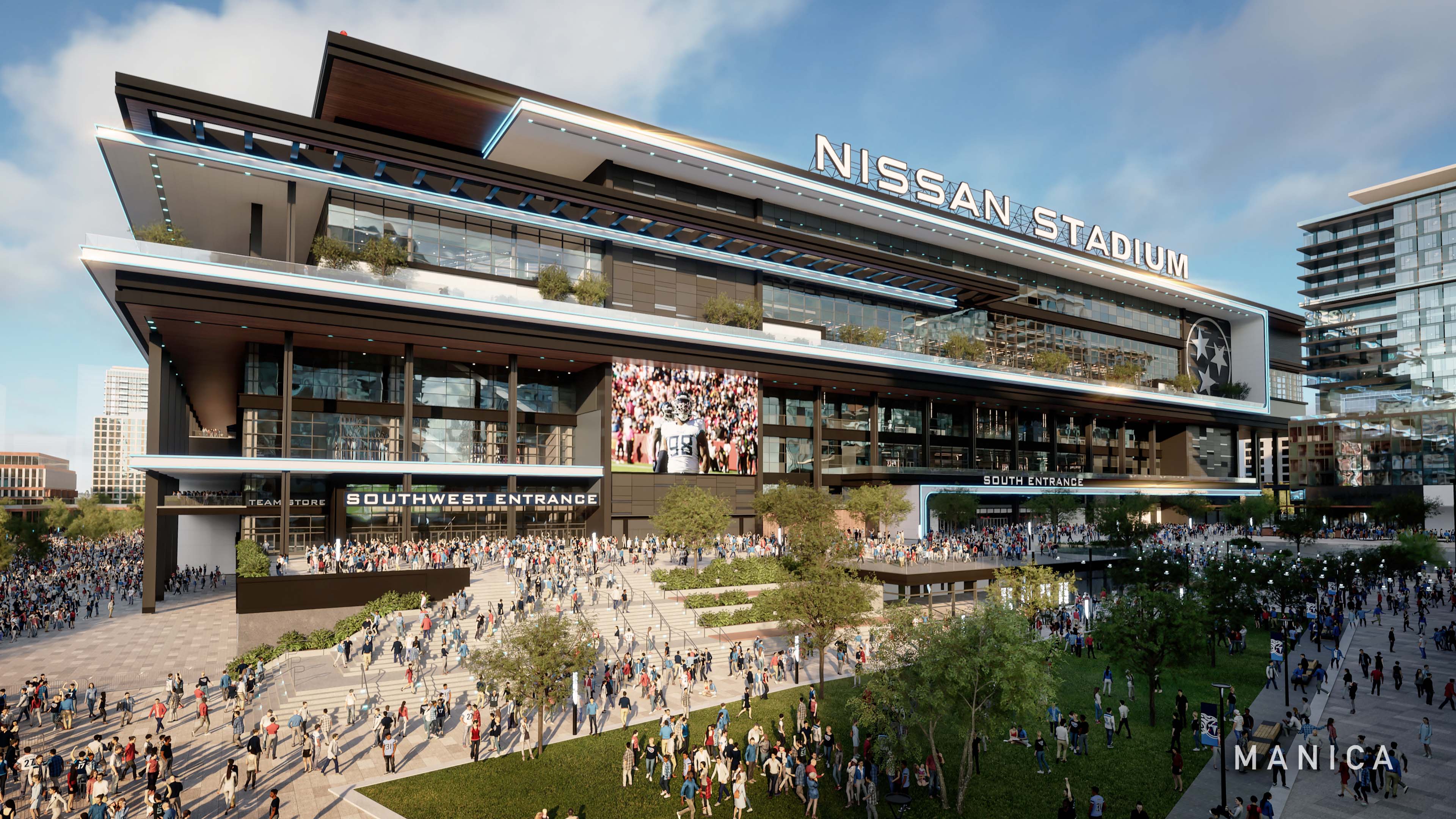 Rendering of new Nissan Stadium