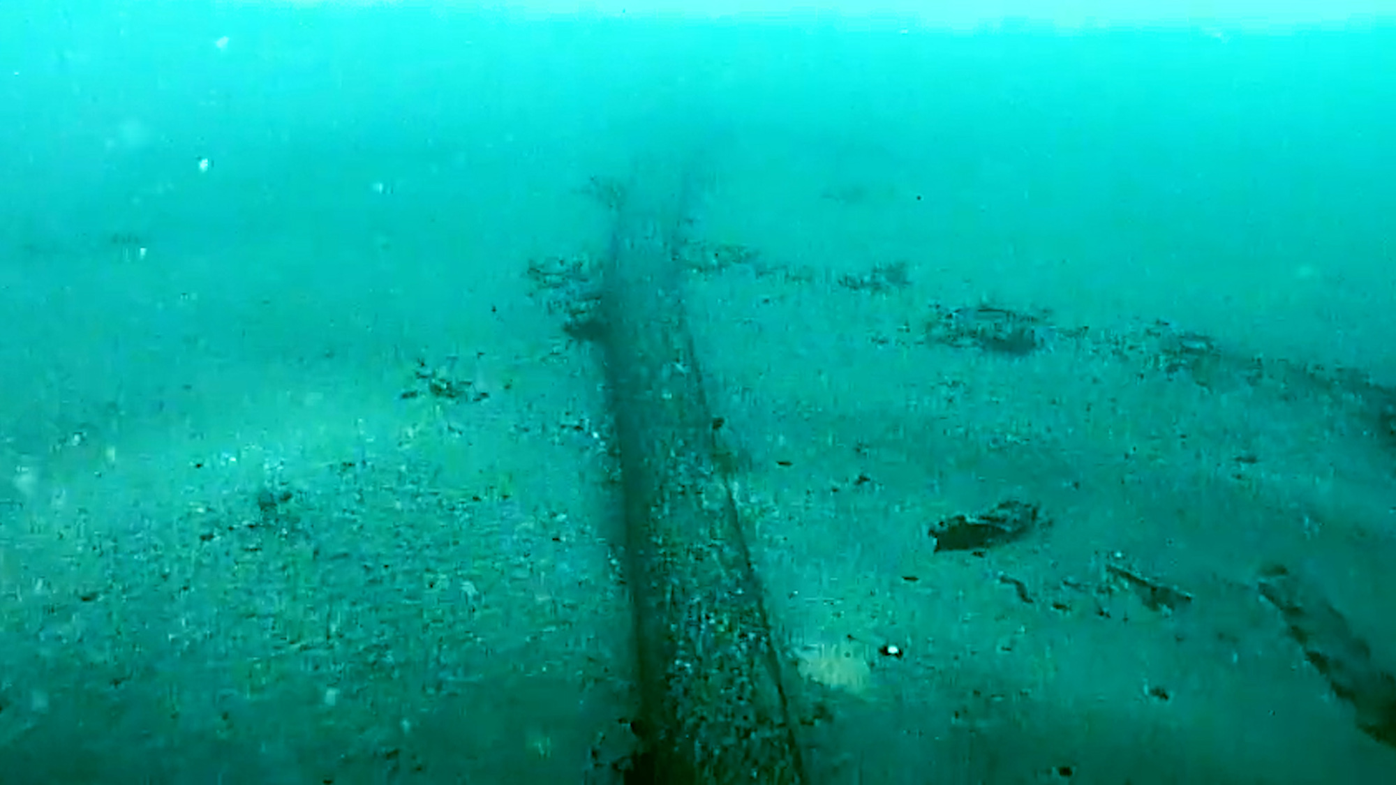 Coast Guard video shows a section of the miles-long pipeline off the coast of Southern California on Oct. 7.  (DVIDS, U.S. Coast Guard District 11/Zenger)