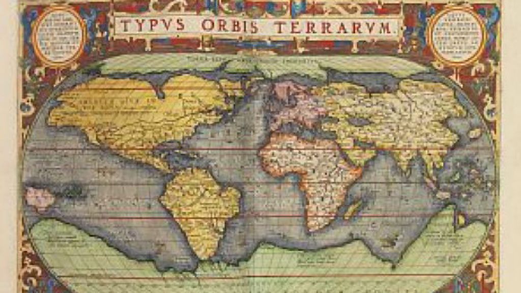 An early 17th-century book containing this world atlas and more than 150 other maps is being offered for sale on Nov. 29 at a German auction house. (Ketterer Kunst/Zenger)