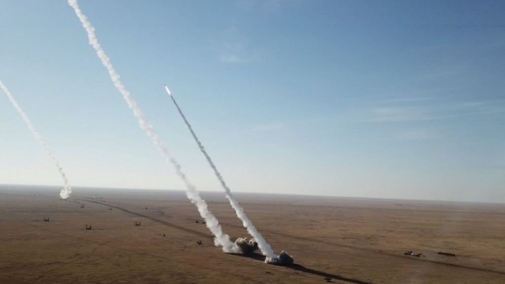 The Russian army firing advanced anti-aircraft missile systems during recent war games in the northern part of the country. (Ministry of Defense of the Russian Federation/Zenger)