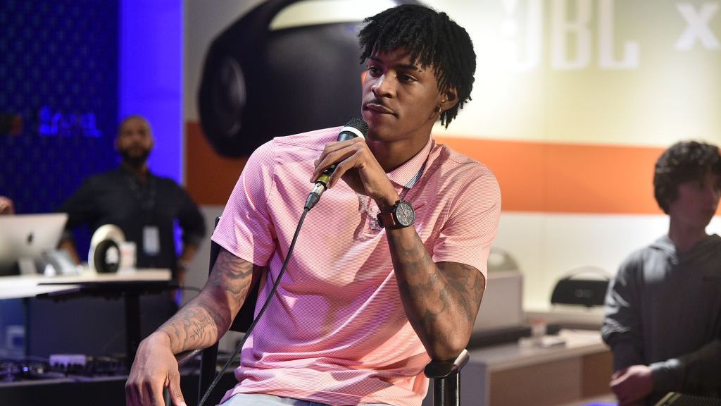 Ja Morant takes the stage at JBL Full-Court Press, an exclusive panel discussion with professional basketball players and top pick draftees moderated by Jay Williams of The Players’ Tribune. The event was held at the HARMAN Store on June 18, 2019, in New York City. (Theo Wargo/Getty Images for JBL)