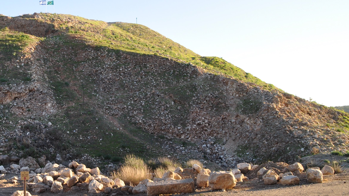 At what was once the second-biggest city in the ancient Kingdom of Judah, Assyrians built a siege ramp with 3 million+ stones to haul up a battering ram and breach the city walls in 701 BC. (Courtesy of Yosef Garfinkel)