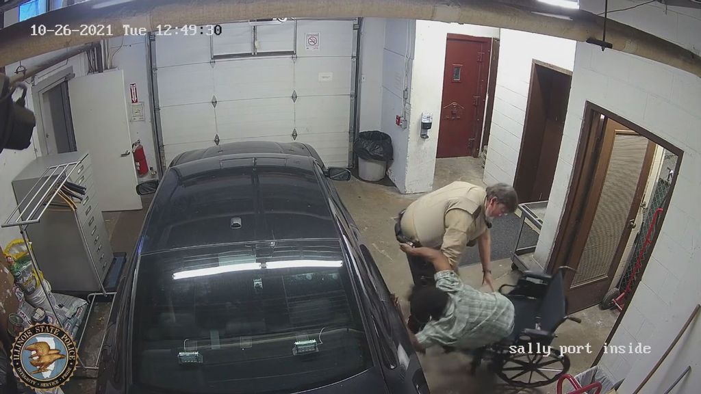 Lunging from his wheelchair, an Illinois inmate disarmed a correctional officer at a courthouse before another officer arrived on the scene and shot the suspect. (Illinois State Police District 13 DuQuoin/Zenger)
