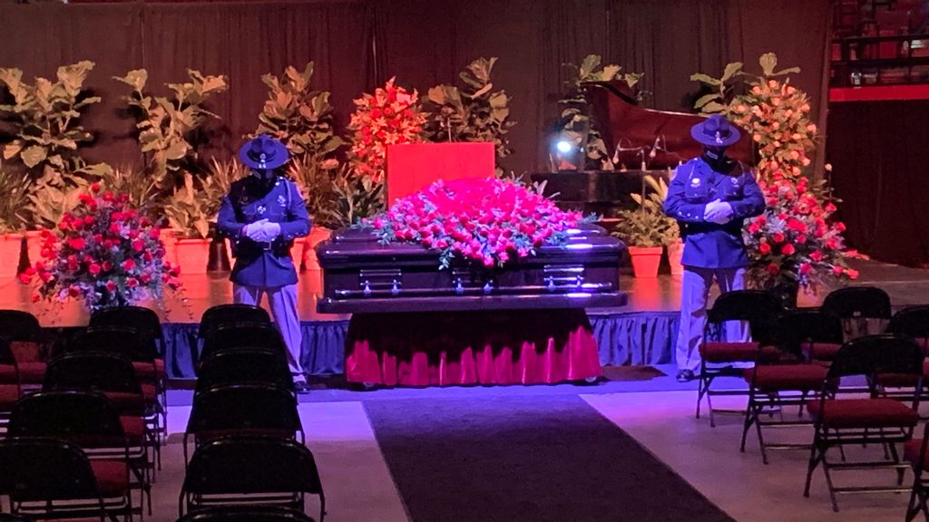 Hall of Famer Bobby Bowden, who coached 44 years at Florida State University, lies in honor at the Florida Historic Capitol in Tallahassee on Aug. 13. Hundreds turned out for his memorial service on the FSU campus on Aug. 14. (Hamil Harris/Zenger)