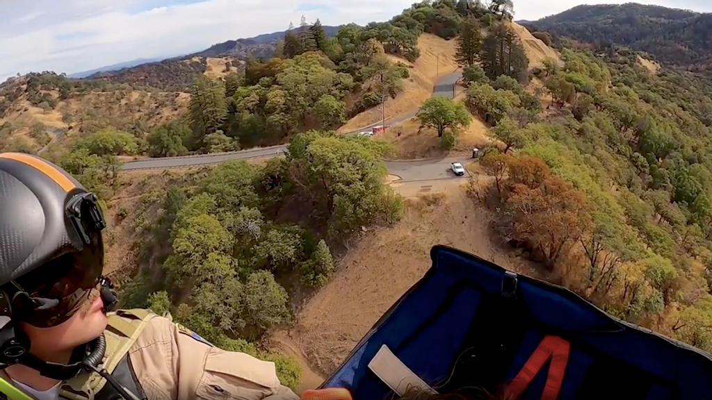 Sonoma Sheriff’s Helicopter “Henry-1” rescued an injured horseback rider in the Lake Sonoma area of Sonoma County, California, on Oct. 6. (Sonoma Sheriff/Zenger)