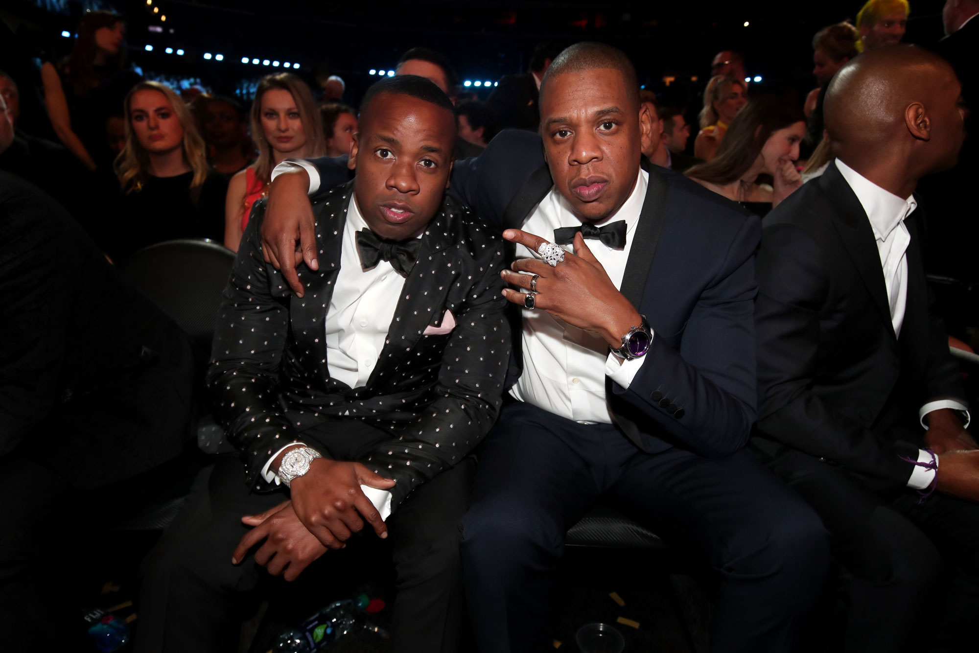 Hip Hop Artists Yo Gotti and Jay-Z during The 59th GRAMMY Awards at STAPLES Center on February 12, 2017 in Los Angeles, California.