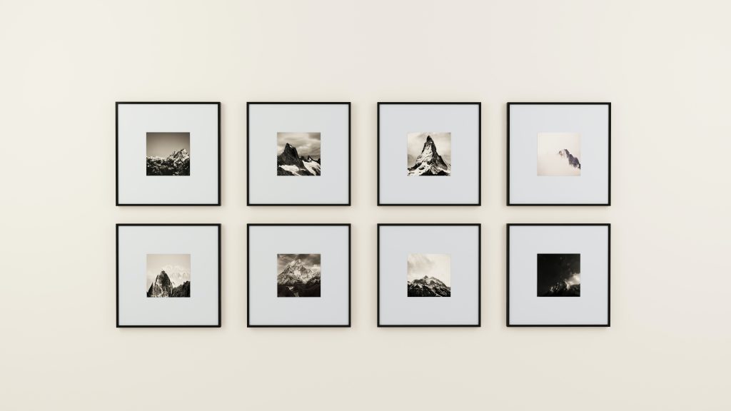 Assorted paintings in a museum