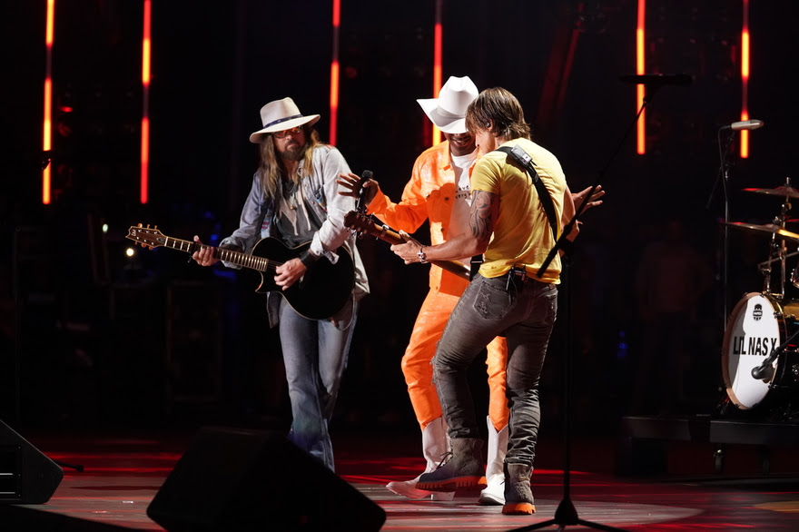 Lil Nas X, Billy Ray Cyrus and Keith Urban surprise CMA Fest attendees with an epic performance of “Old Town Road” at Nissan Stadium in Nashville Saturday, June 8. (Photo Credit: Donn Jones/CMA)